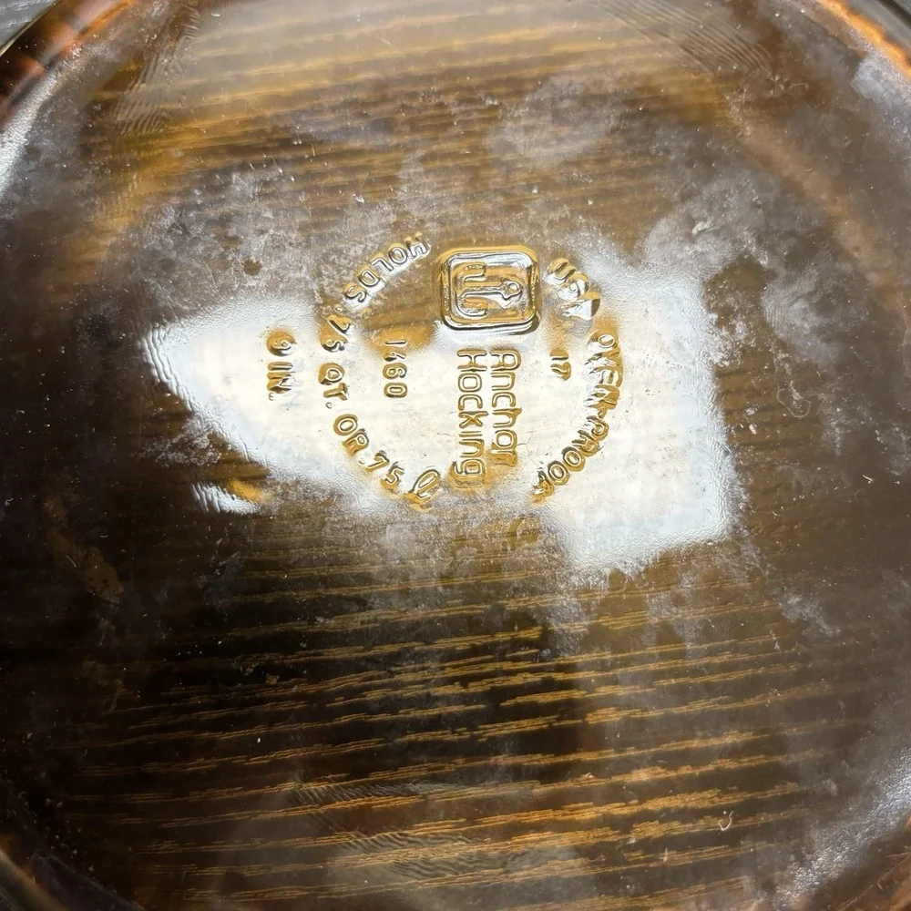 Anchor Hocking Fire King 9 inch Pie Plate Dish #1460‎ Amber Brown Glass Ribbed✅